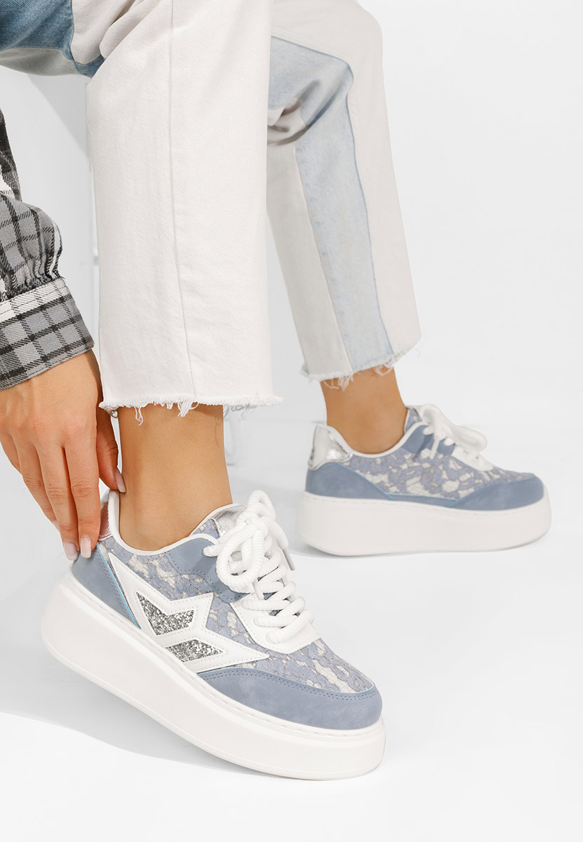 Niebieskie sneakersy na koturnie Dayla
