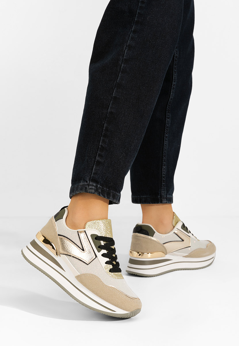 Beżowe sneakersy na platformie Septima