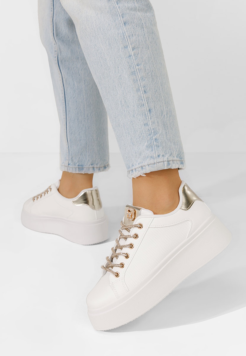 Białe sneakersy na koturnie Shauna