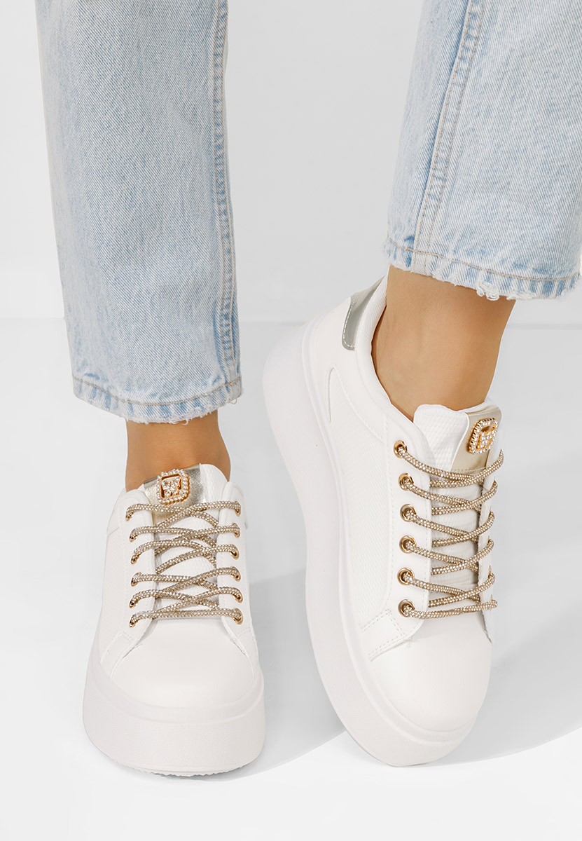 Białe sneakersy na koturnie Shauna