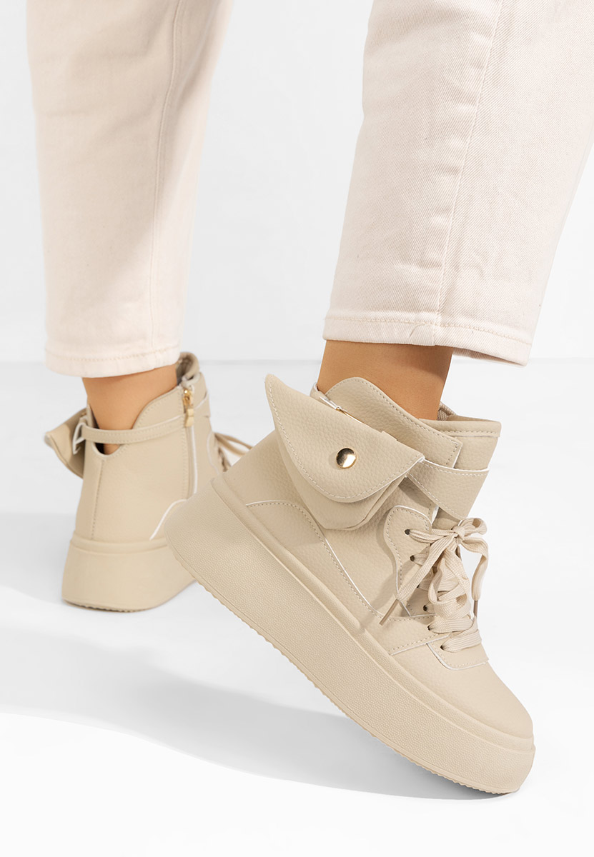 Beżowe sneakersy na koturnie Kandice