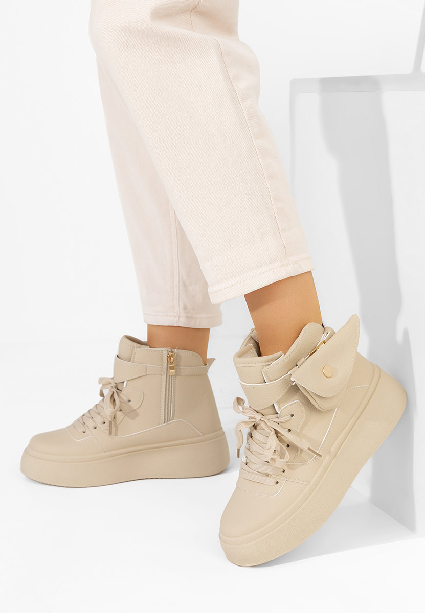 Beżowe sneakersy na koturnie Kandice