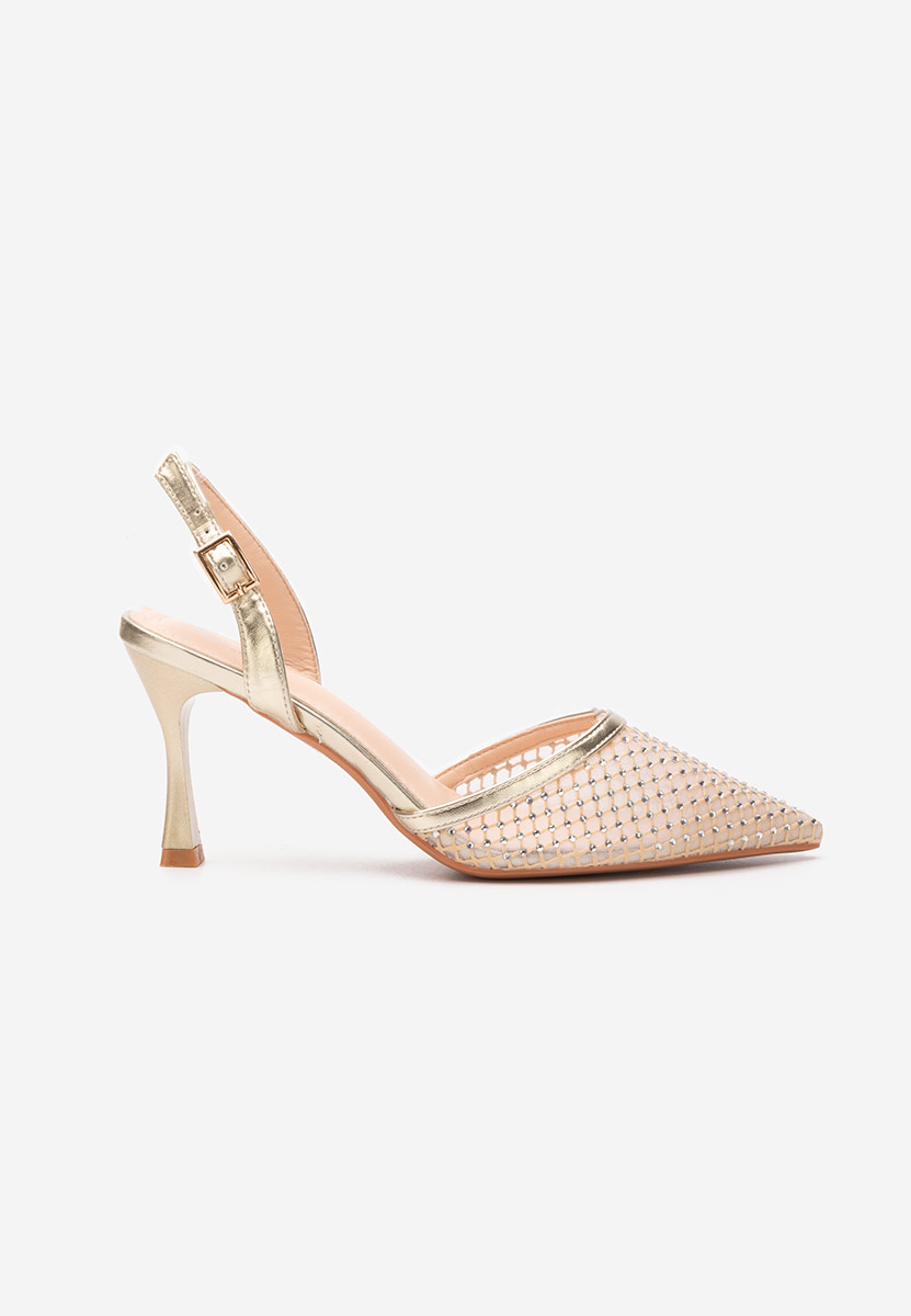 Złote czółenka na szpilce Kristyn