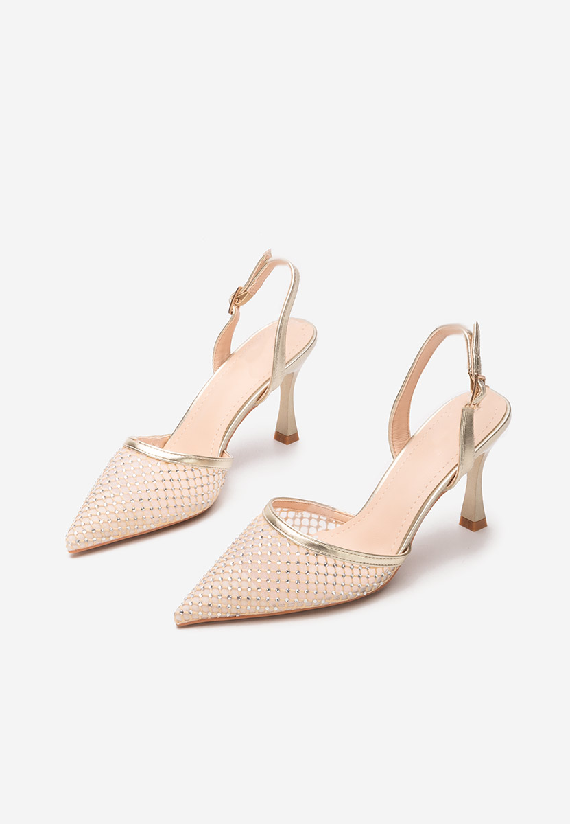 Złote czółenka na szpilce Kristyn
