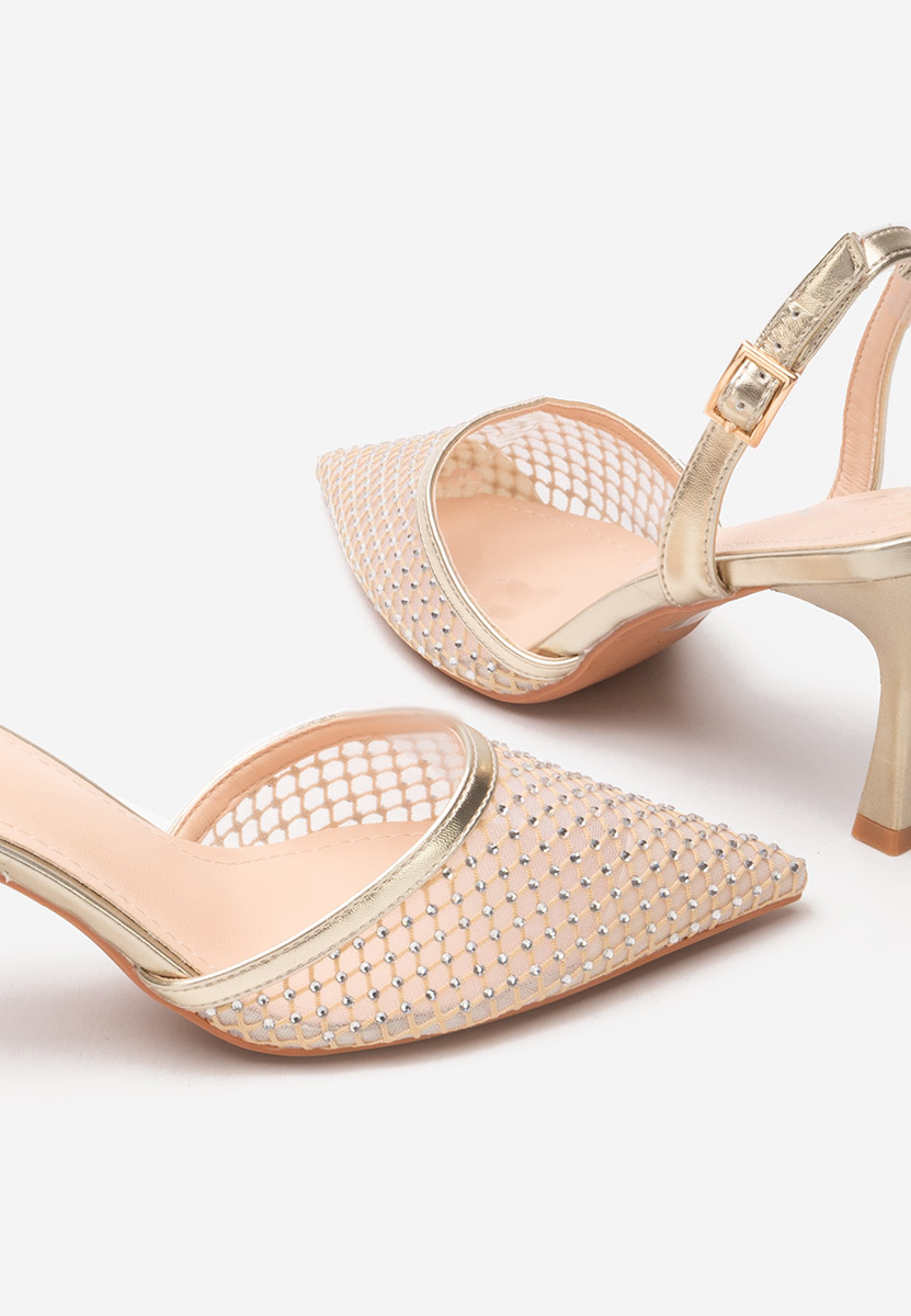 Złote czółenka na szpilce Kristyn