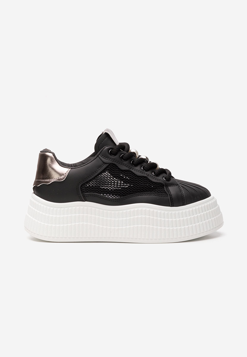 Czarne sneakersy na koturnie Particia