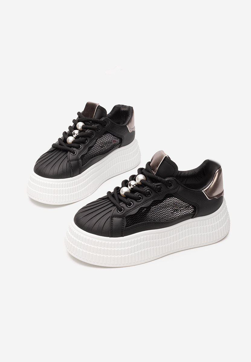 Czarne sneakersy na koturnie Particia