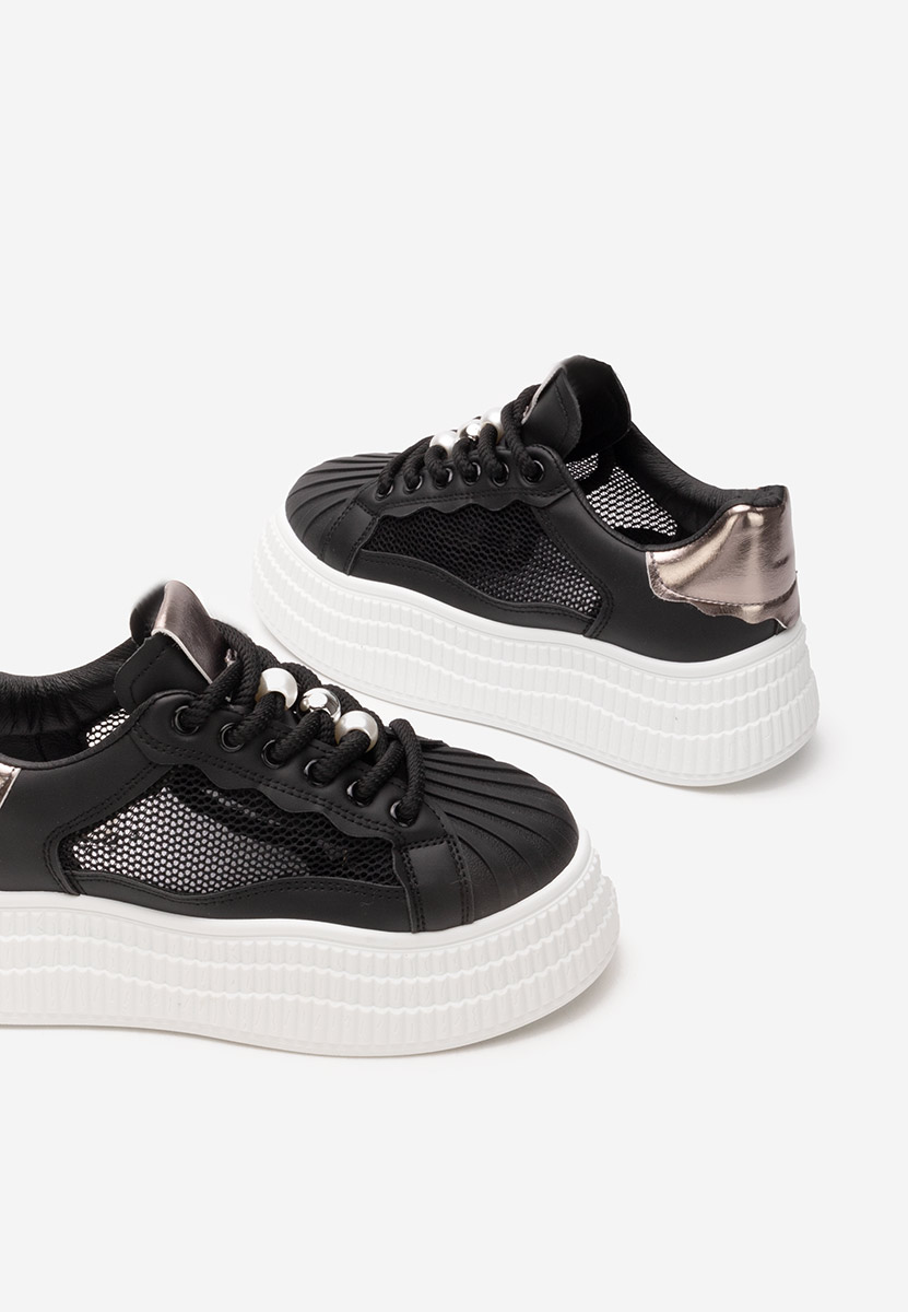 Czarne sneakersy na koturnie Particia