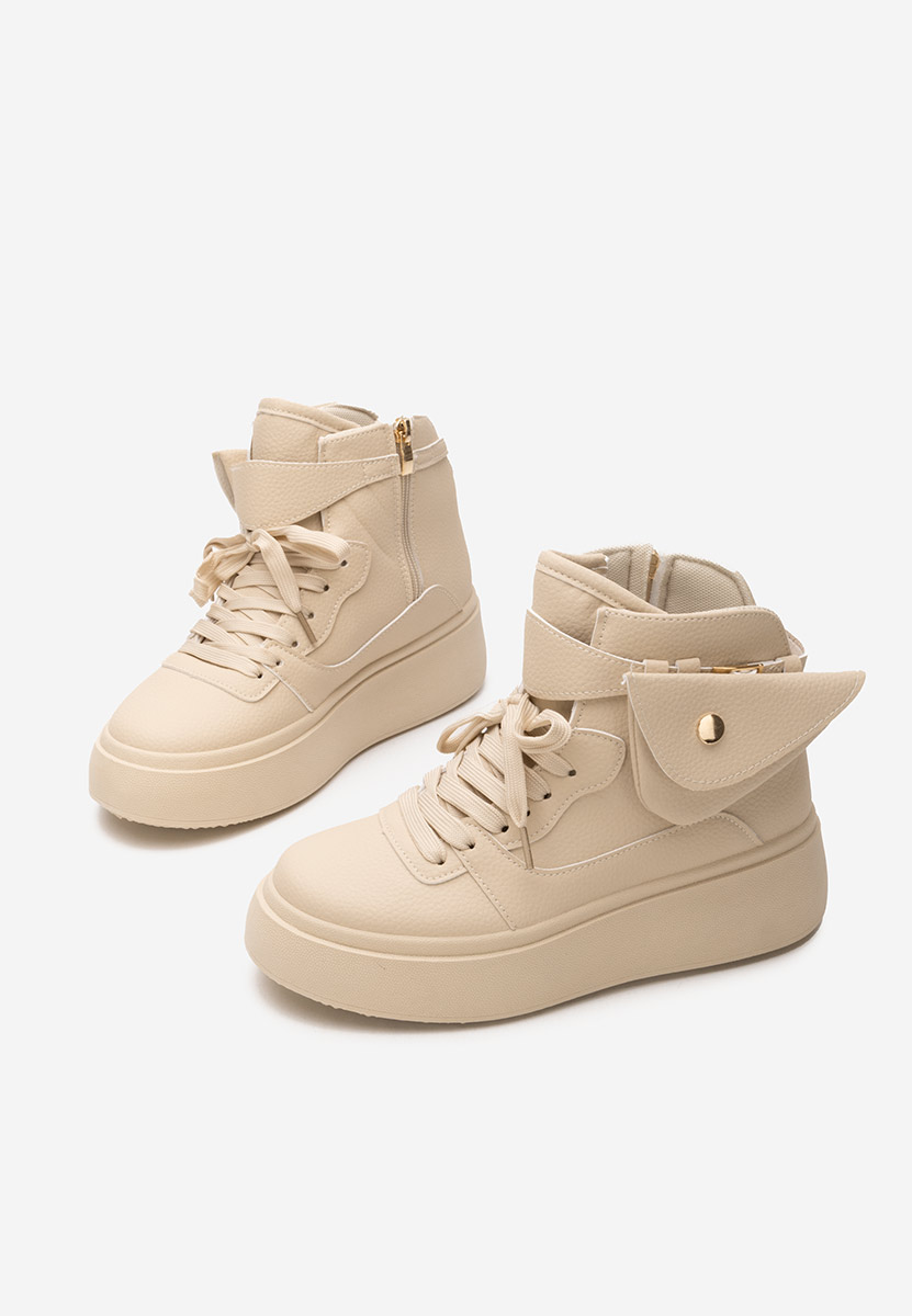 Beżowe sneakersy na koturnie Kandice