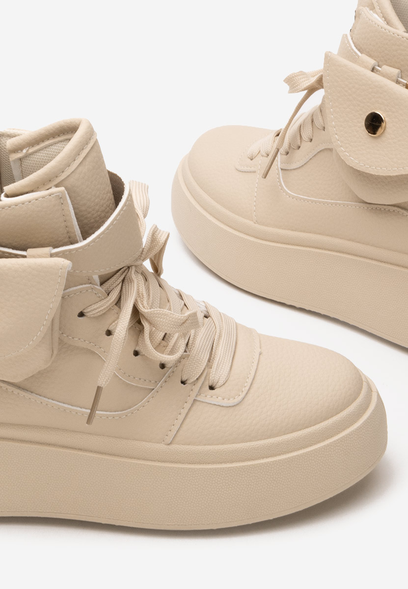 Beżowe sneakersy na koturnie Kandice