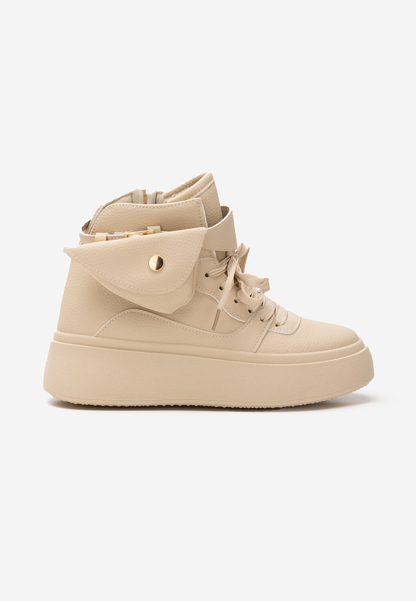 Beżowe sneakersy na koturnie Kandice