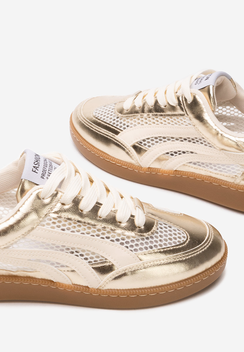 Złote sneakersy damskie Leonarda