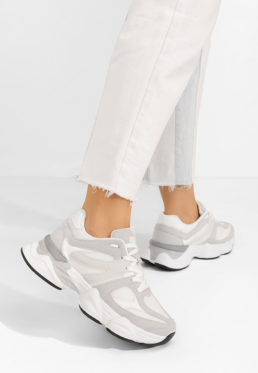 Szare sneakersy na koturnie Barenice