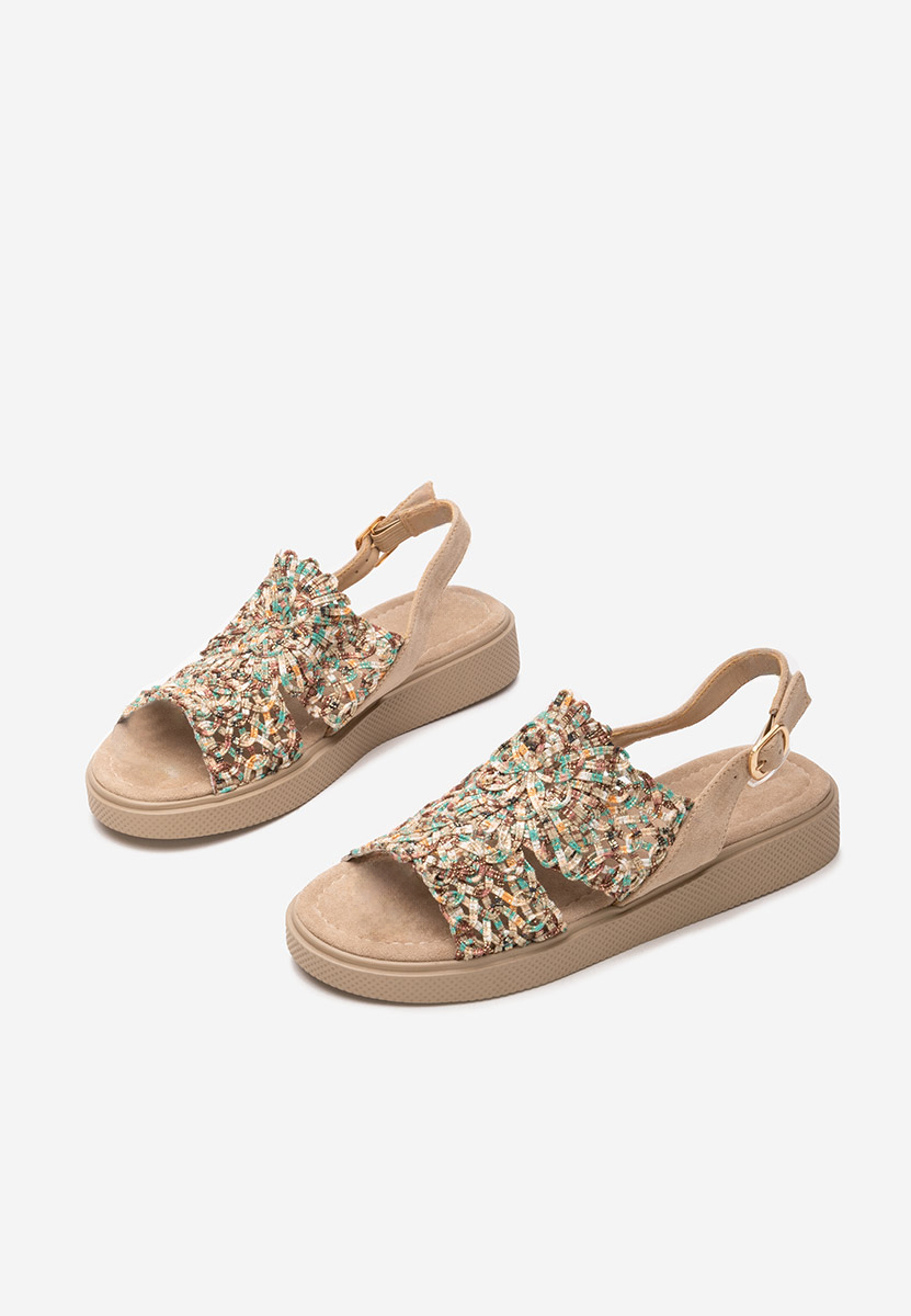 Khaki sandały damskie płaskie Nichelle