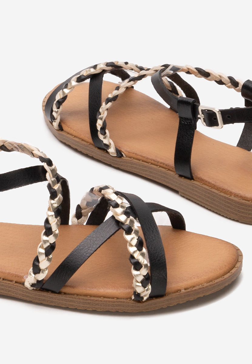 Czarne sandały płaski Mayola