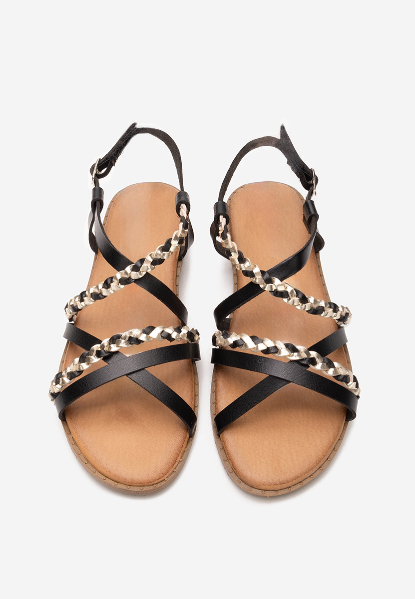 Czarne sandały płaski Mayola