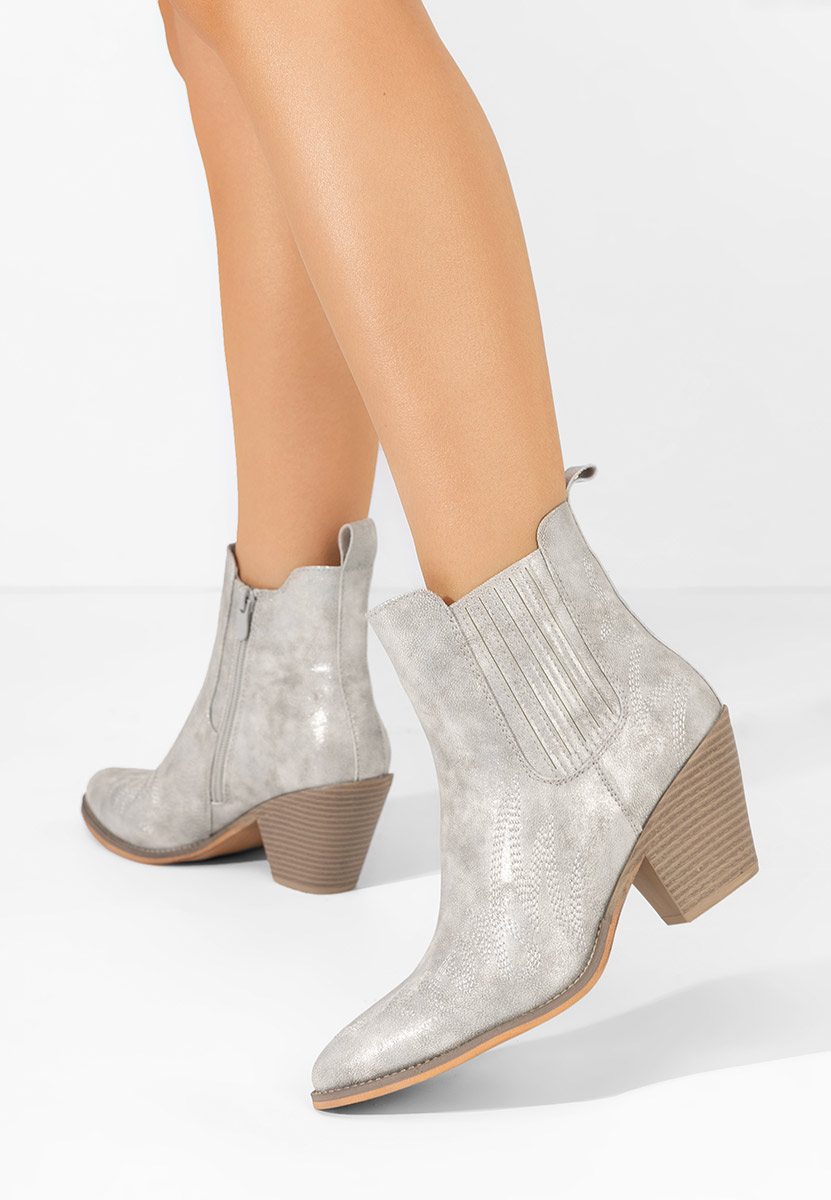 Srebrne kowbojki damskie Pesire