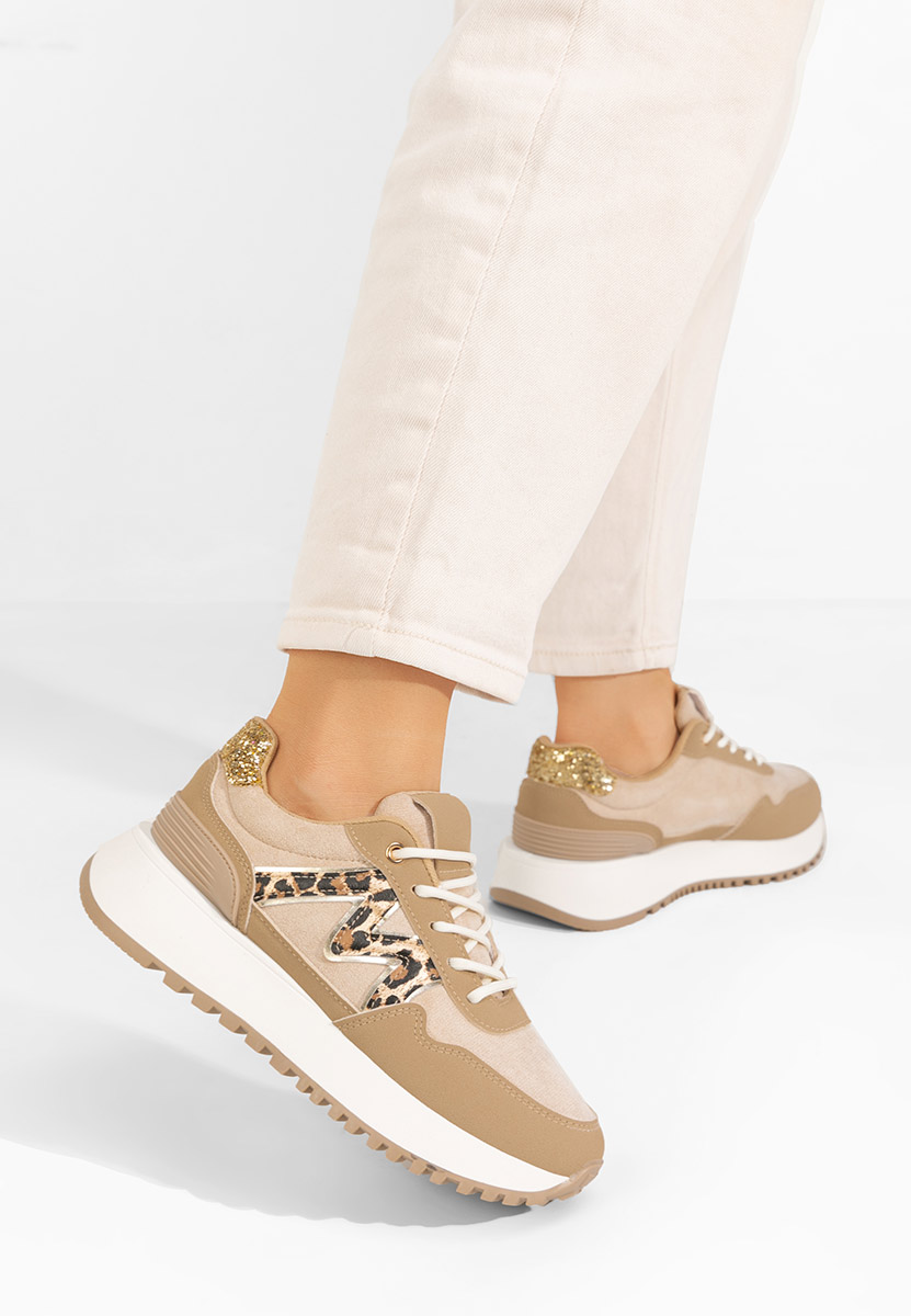 Khaki sneakersy na koturnie Ahri