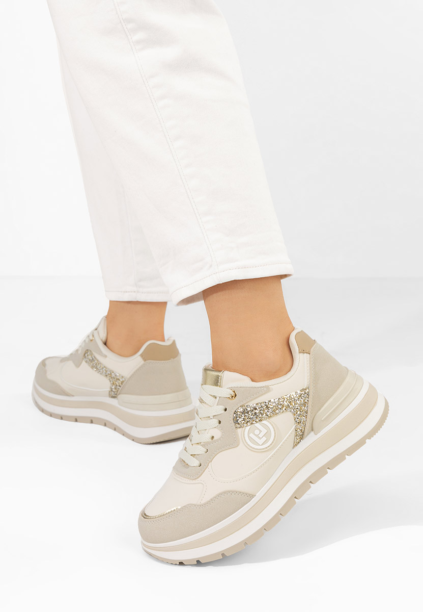 Beżowe sneakersy na platformie Nohemi