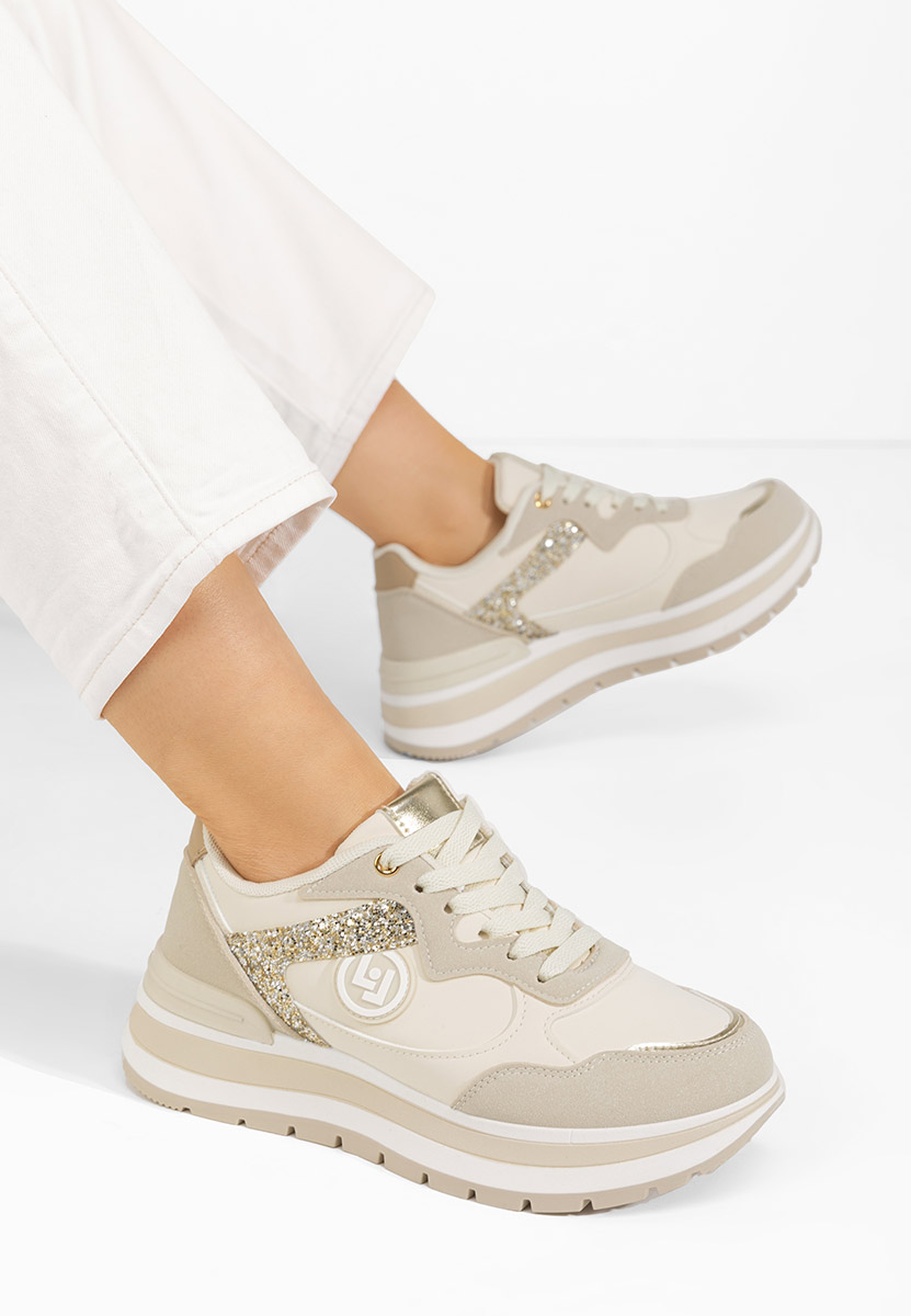 Beżowe sneakersy na platformie Nohemi