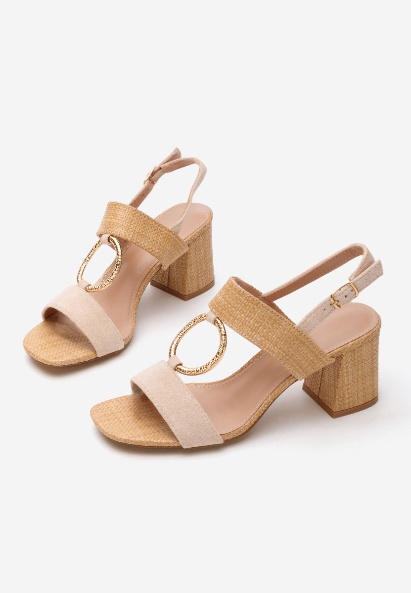 Beżowe sandały na słupku Annyta V2