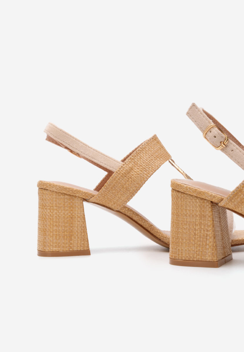 Beżowe sandały na słupku Annyta V2
