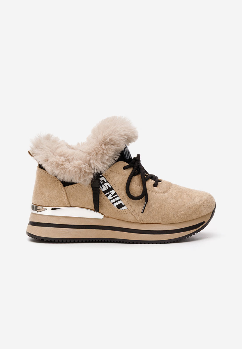 Khaki zimowe sneakersy damskie Hermina