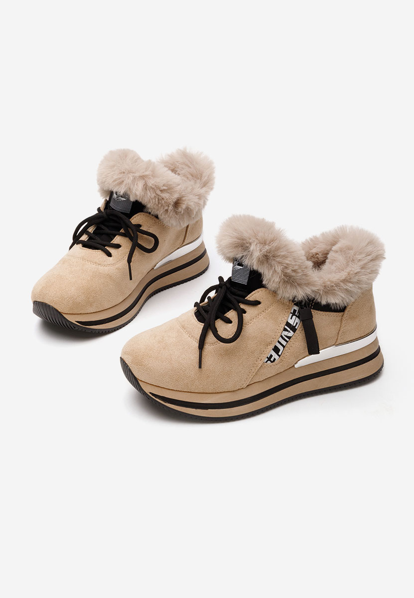 Khaki zimowe sneakersy damskie Hermina