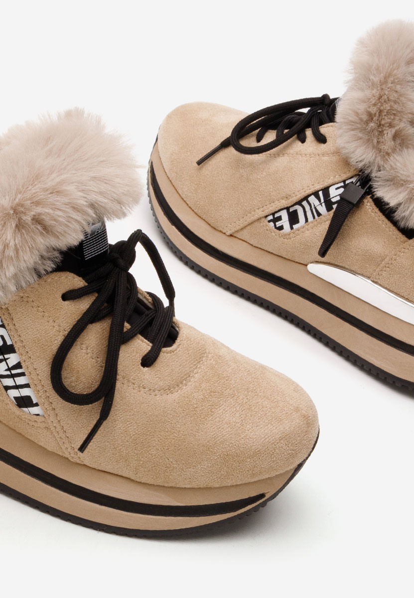 Khaki zimowe sneakersy damskie Hermina