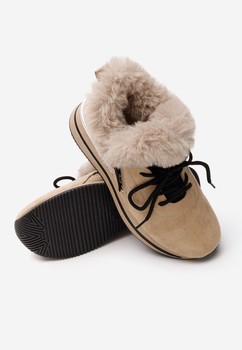 Khaki zimowe sneakersy damskie Hermina
