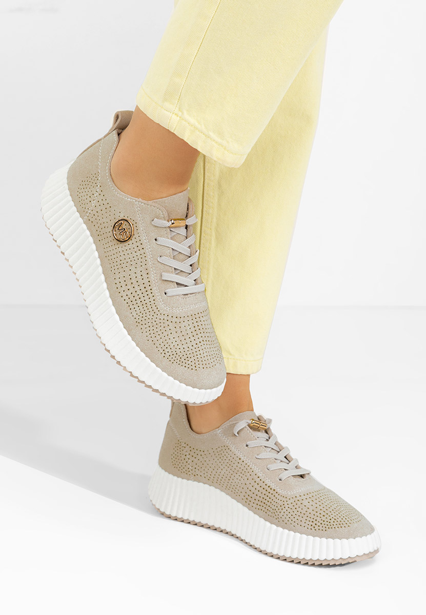 Beżowe sneakersy na koturnie Antonya