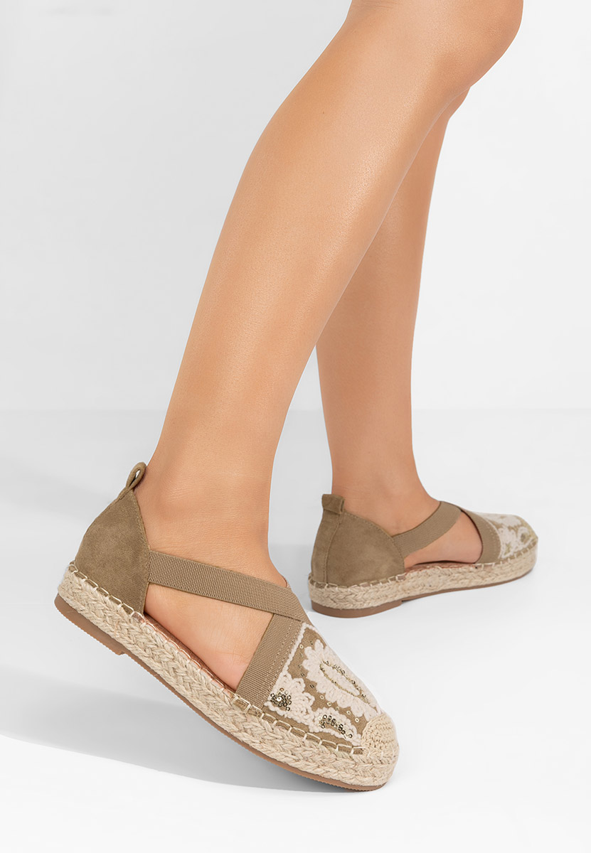 Khaki espadryle damskie Sebryna