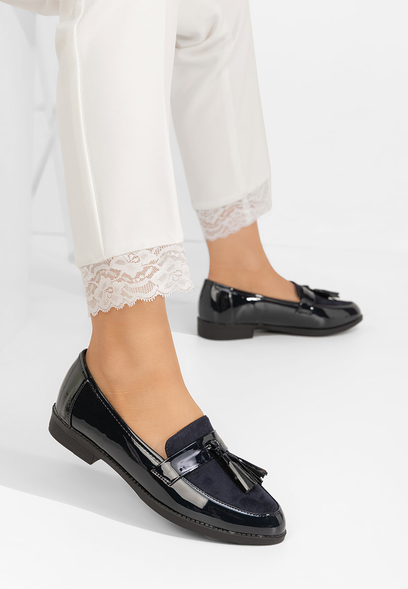 Niebieskie eleganckie mokasyny damskie Kayia