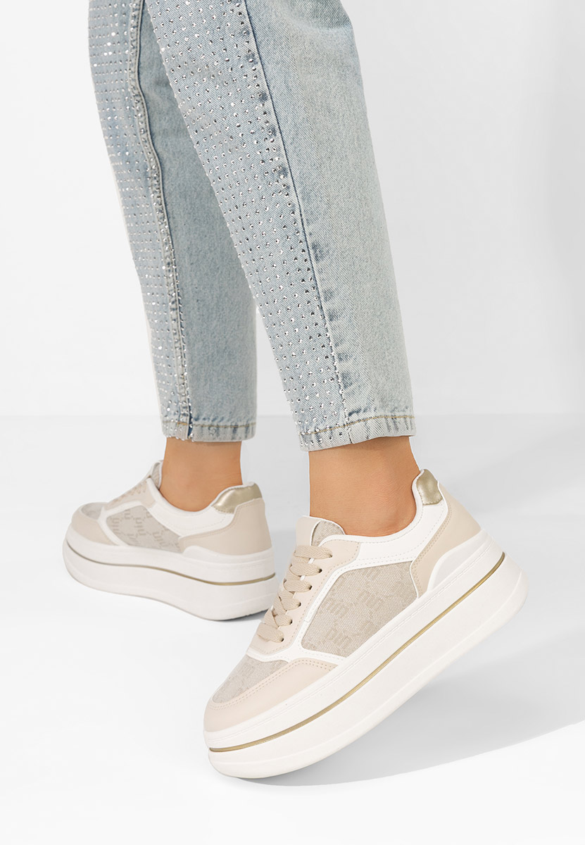 Beżowe sneakersy na platformie Elouisa