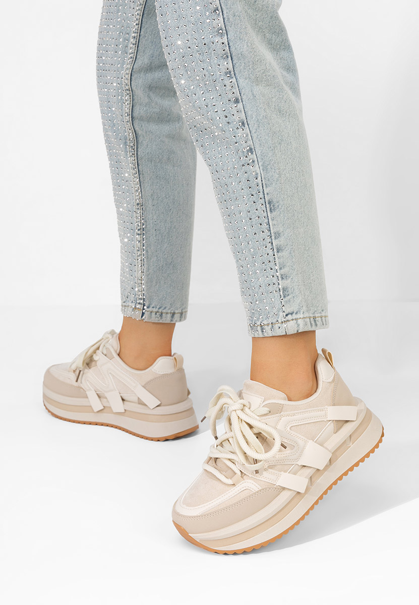 Beżowe sneakersy na platformie Pannyssa