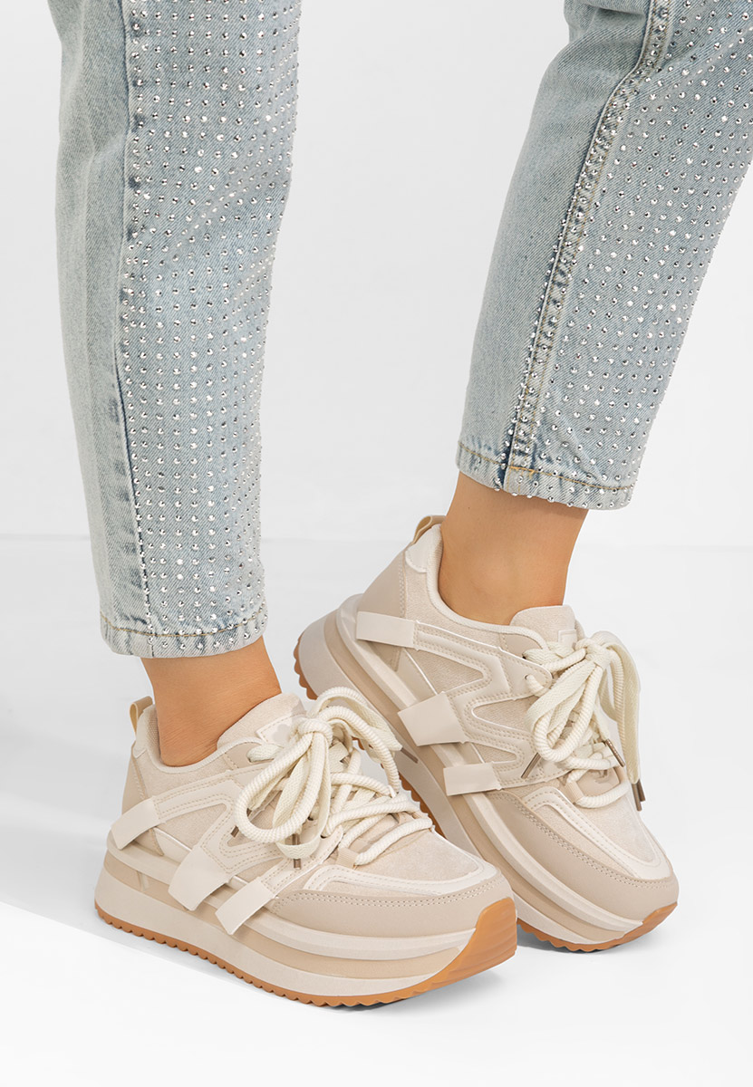 Beżowe sneakersy na platformie Pannyssa