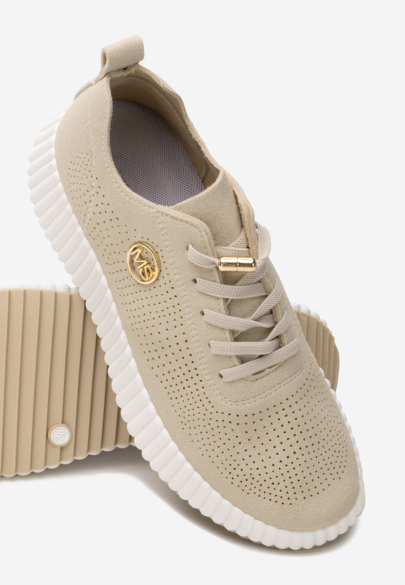 Beżowe sneakersy na koturnie Antonya