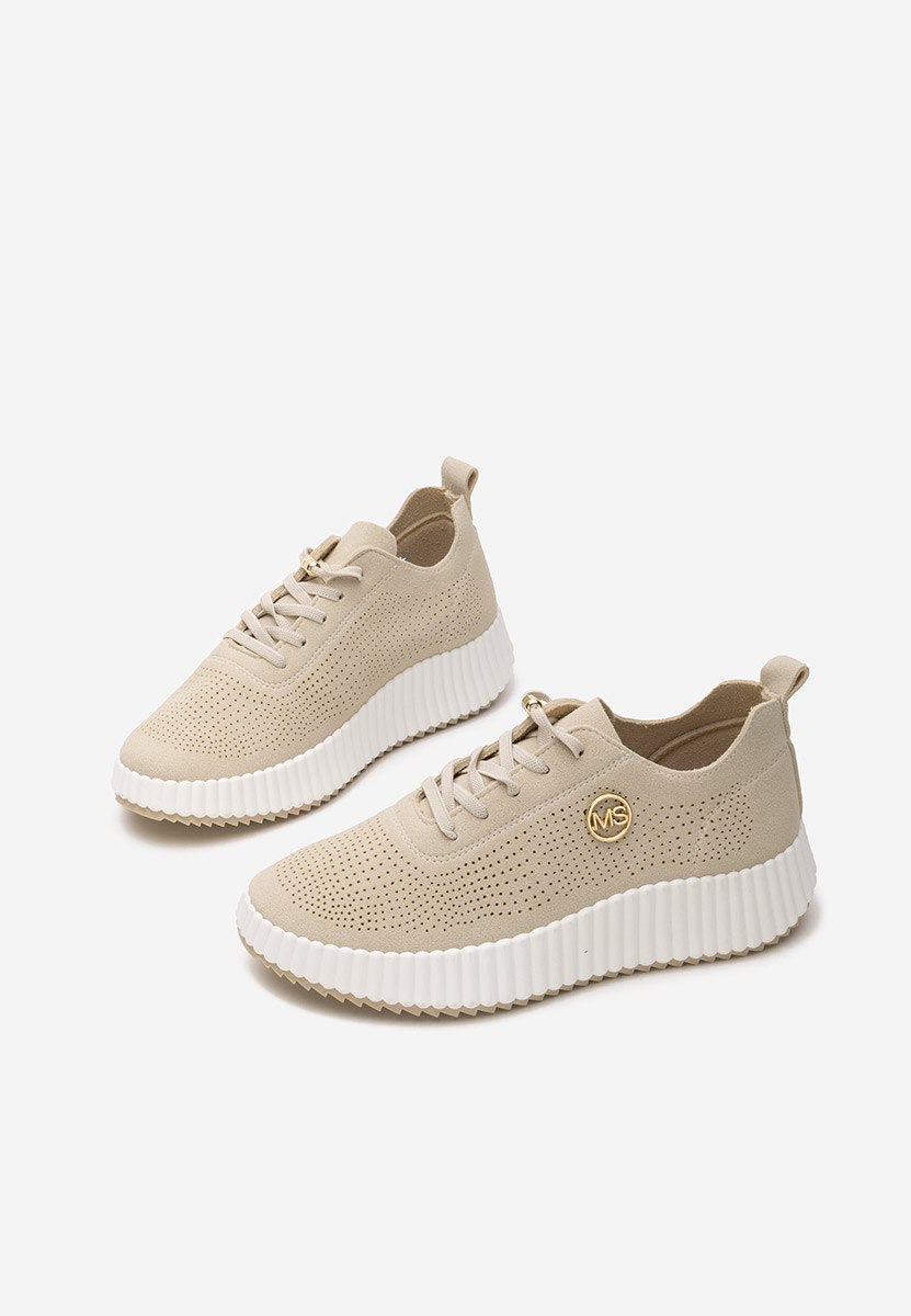 Beżowe sneakersy na koturnie Antonya