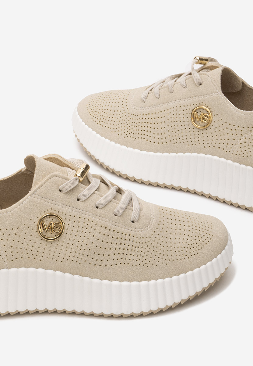 Beżowe sneakersy na koturnie Antonya
