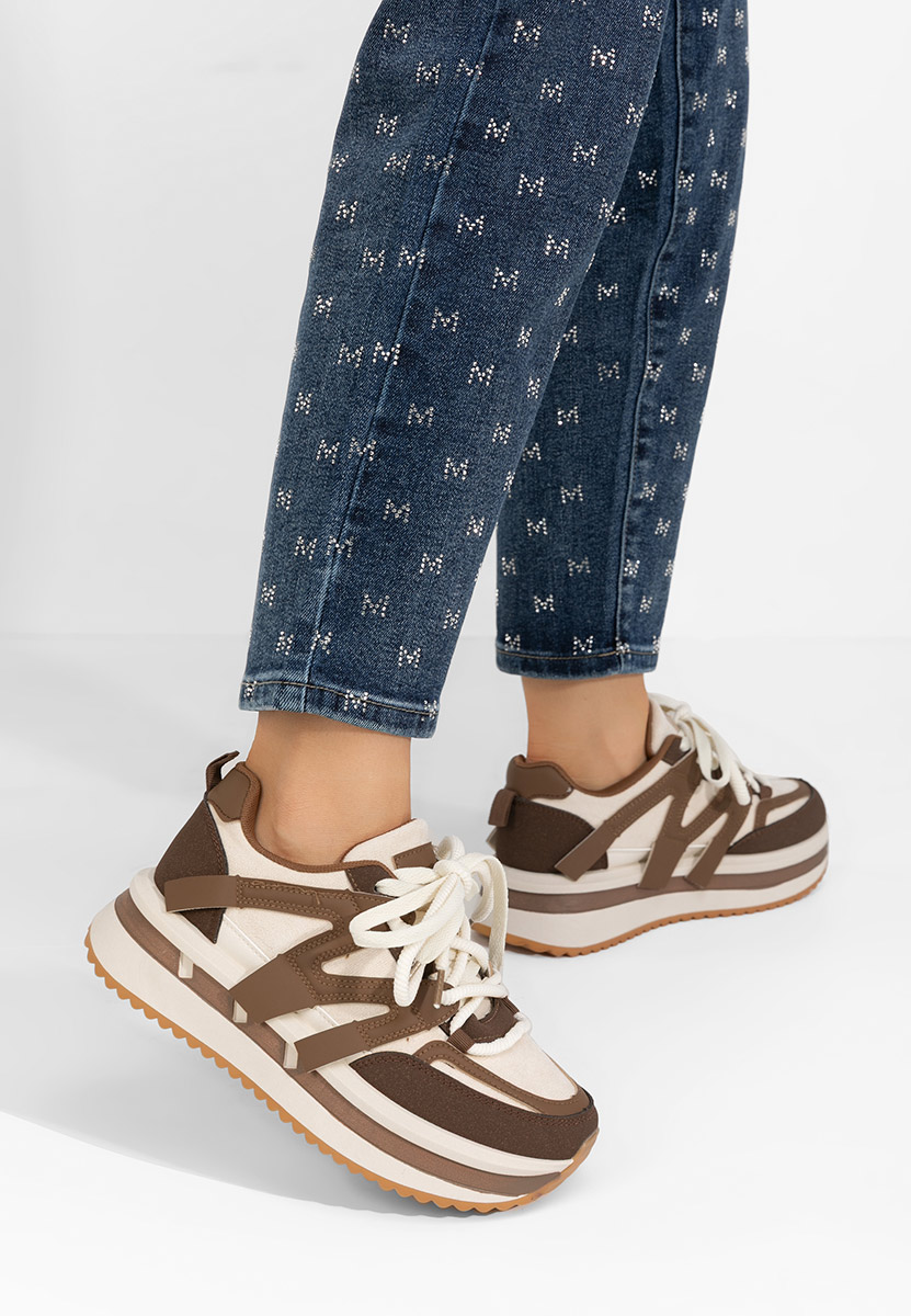 Brązowe sneakersy na platformie Pannyssa