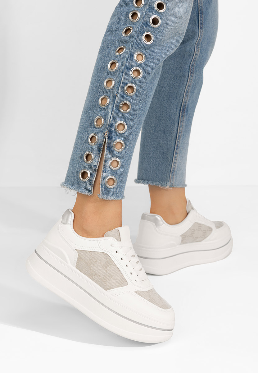 Białe sneakersy na platformie Elouisa