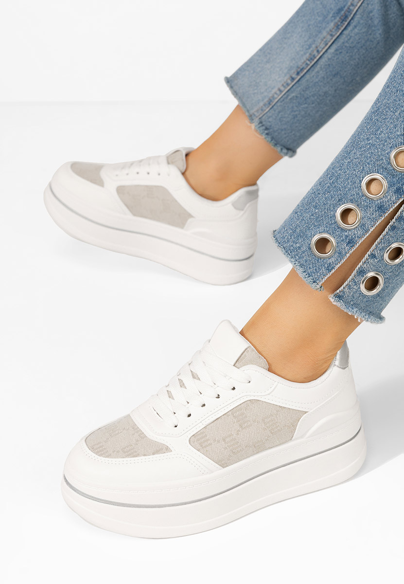 Białe sneakersy na platformie Elouisa