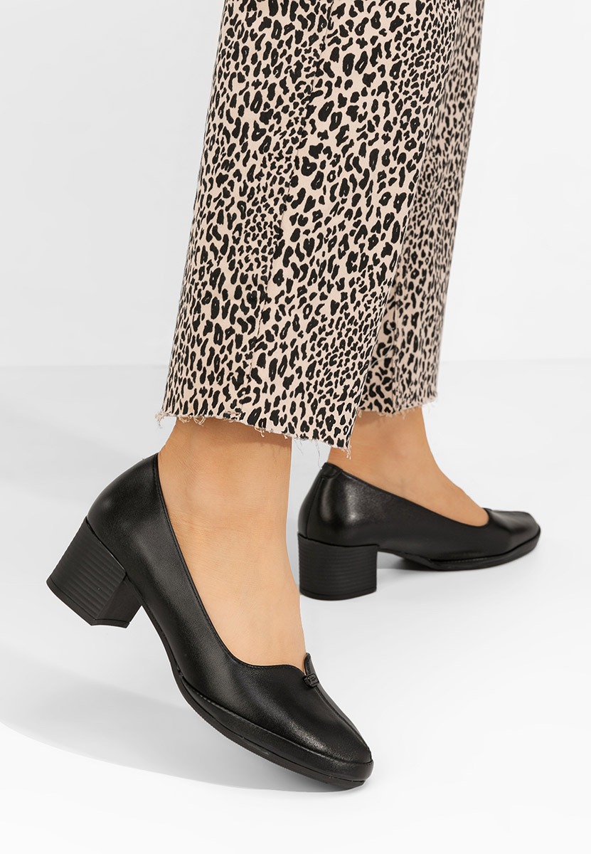 Czarne czółenka na słupku Jinny V2