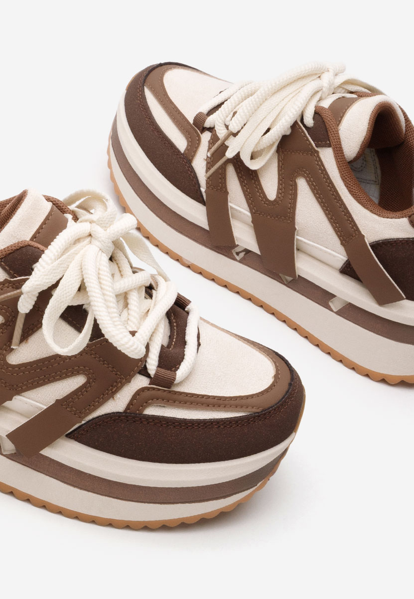 Brązowe sneakersy na platformie Pannyssa