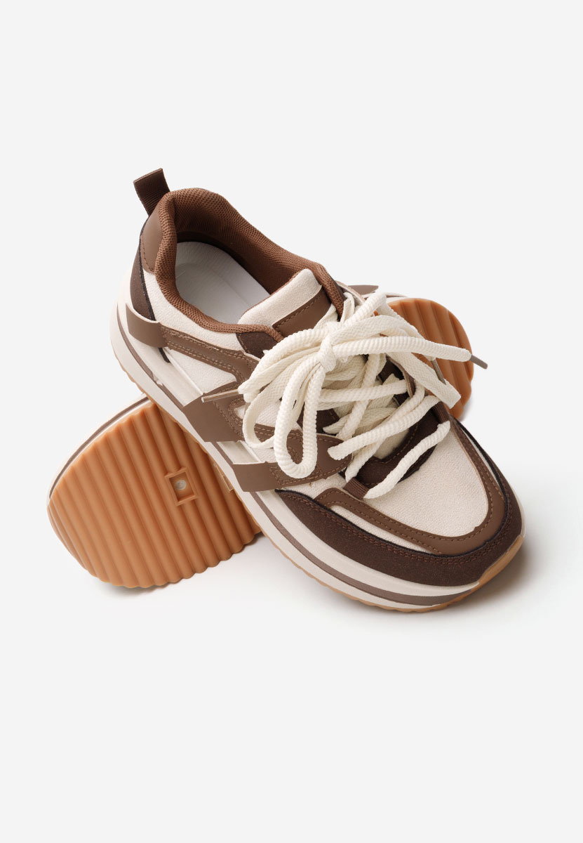 Brązowe sneakersy na platformie Pannyssa
