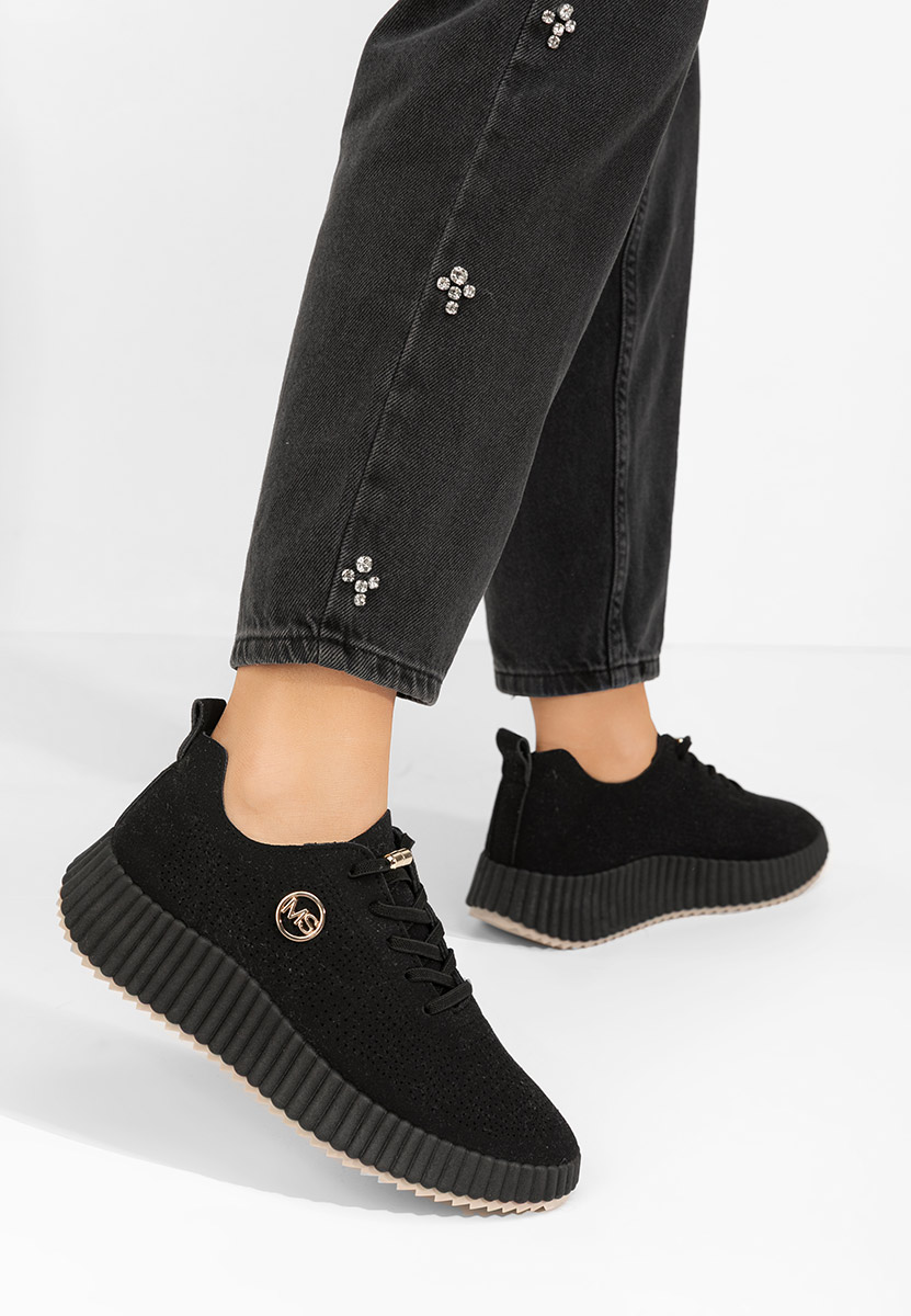 Czarne sneakersy na koturnie Antonya
