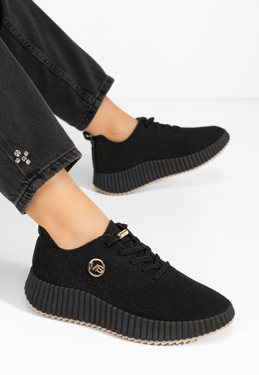 Czarne sneakersy na koturnie Antonya