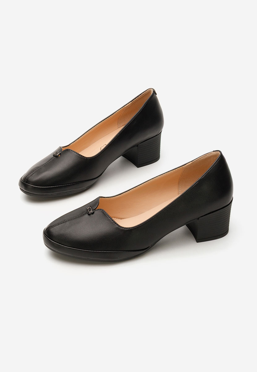 Czarne czółenka na słupku Jinny V2