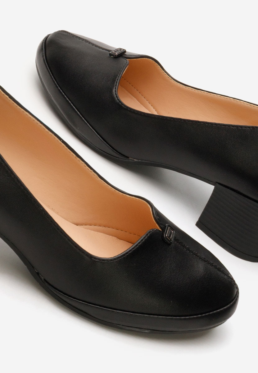 Czarne czółenka na słupku Jinny V2