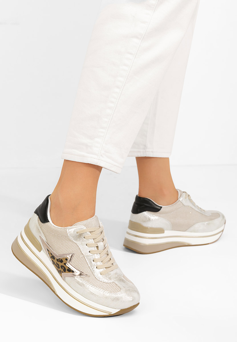 Srebrne sneakersy na platformie Valorys